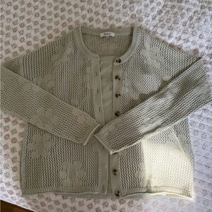 Madewell Floral Open-Stitch Cardigan and Square Neck Tank - XS